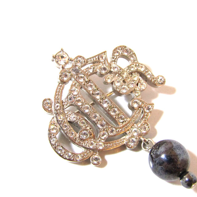 Christian Dior Old Logo Rhinestone Drop Design Brooch