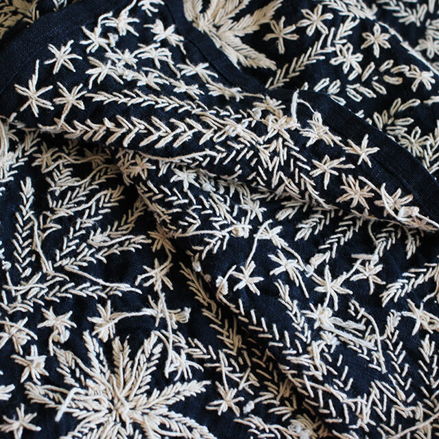 総刺し子のヘンプコットンワンピース | iichi 日々の暮らしを心地よく