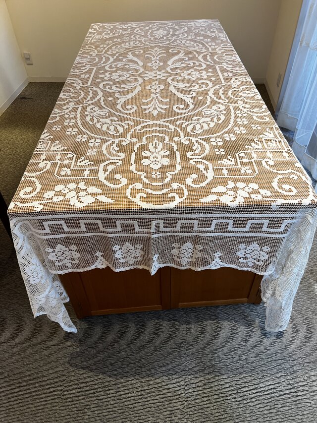 綿麻フィレレースのベッドスプレッド