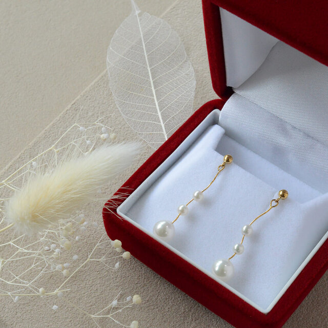 K18 不揃いのアコヤ真珠とゴールドピアス | iichi 日々の暮らしを