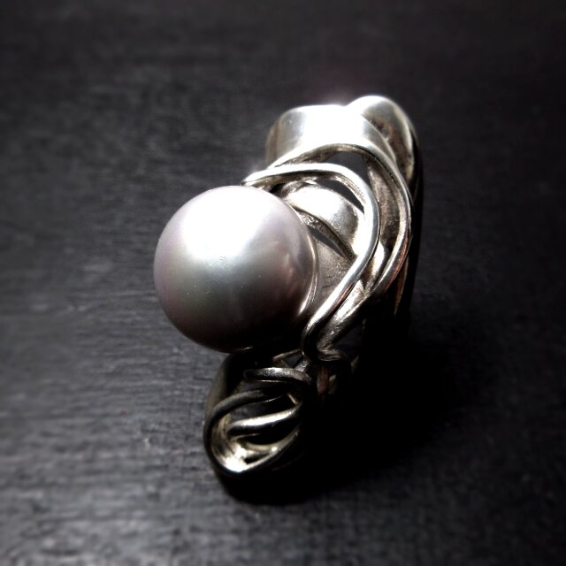 大粒パールのシルバーリング