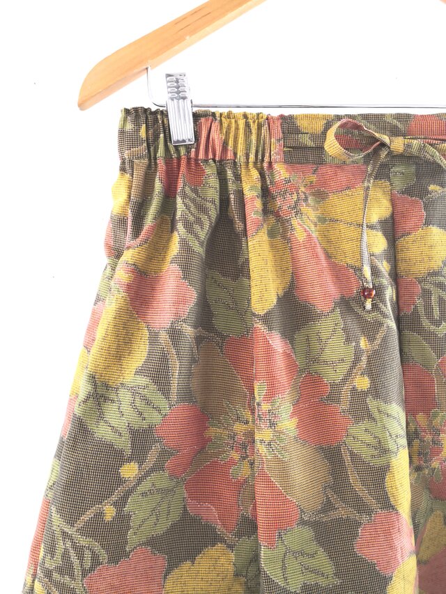 ギャザー紬（山吹色橙花尽くし）