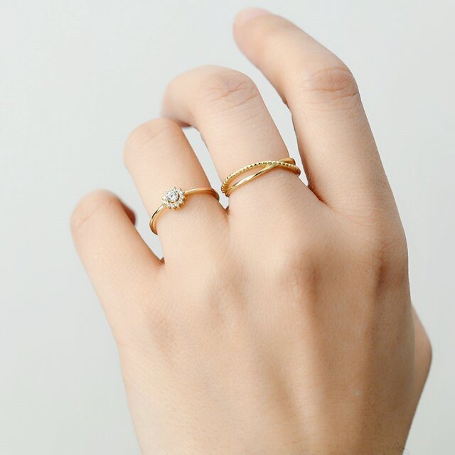 2連風 デザインリング ピンキーリング 指輪 ファランジリング 1本