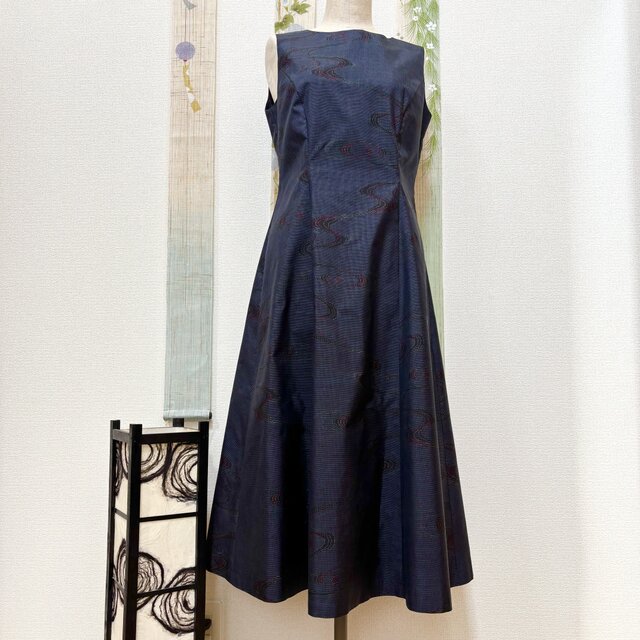 大島紬プリンセスラインワンピース　鳴神