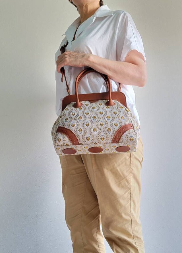 ジャガード織りのがま口形状の2way ショルダーバッグ | iichi 日々の