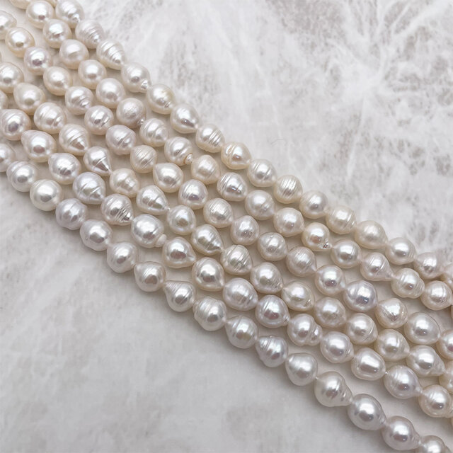 淡水パール 真珠 サークル 雫 ライス セミラウンド バロック 6mm 7mm 小粒 中粒 19cm tp0014