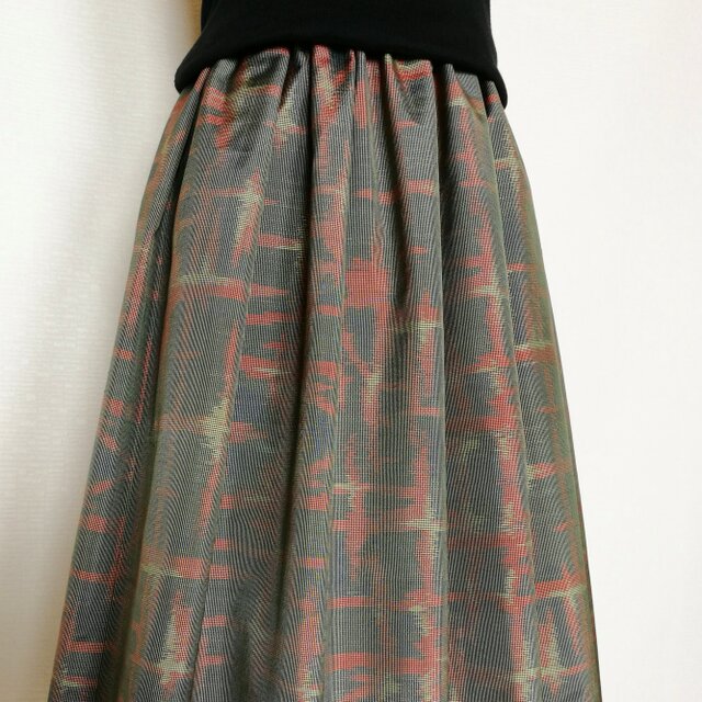 大島紬リメイク＊タックスカート