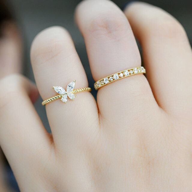 バタフライの指輪 リング ピンキーリング ファランジリング