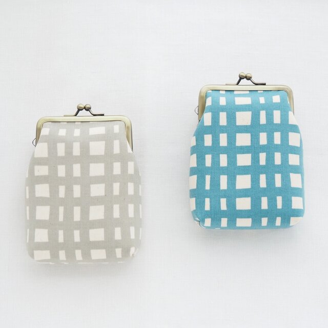 ■がま口カードケース / 格子■ chat (grd)