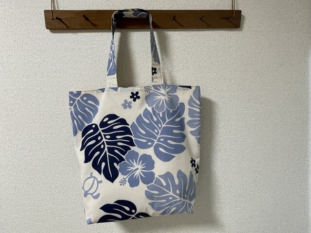 アロハ柄のシンプルなトートバッグ* 肩掛けバッグ*エコバッグ*サブ