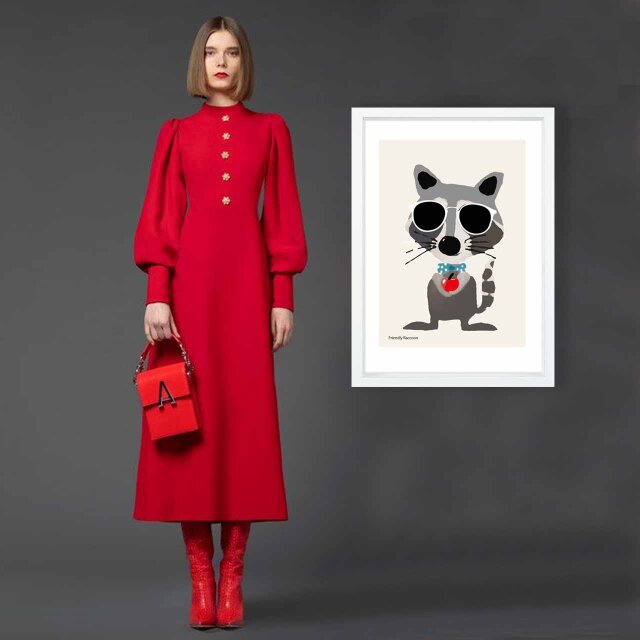 ちょっとサングラス アライグマ 送料無料 イラスト A4〜A0 ポスター