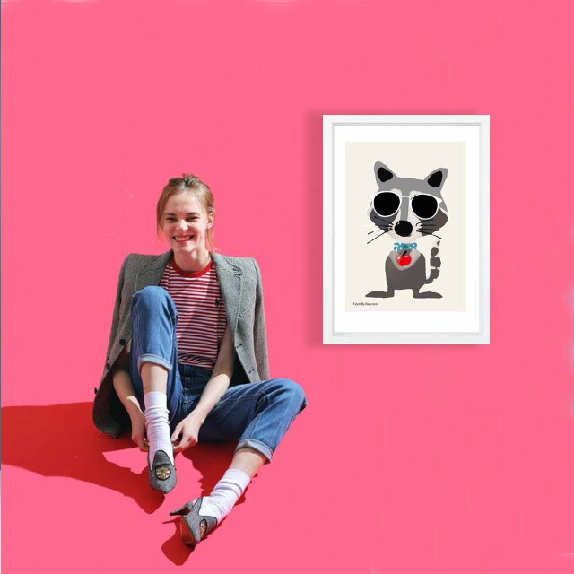 ちょっとサングラス アライグマ 送料無料 イラスト A4〜A0 ポスター