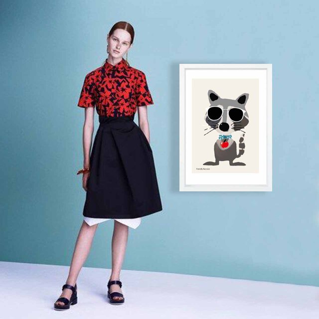 ちょっとサングラス アライグマ 送料無料 イラスト A4〜A0 ポスター