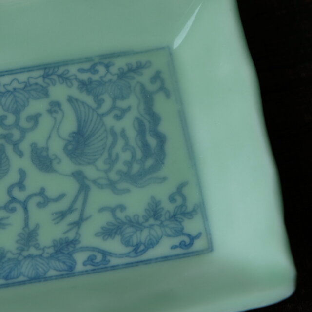 サマー特価￥2200→￥1100】青磁で素敵◇向かい合う鳳凰 瀬戸焼