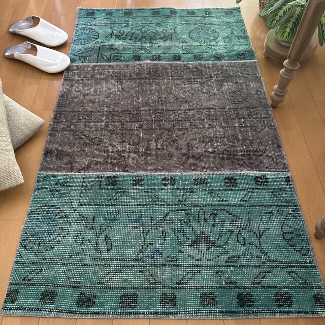 55×125 パッチワーク　ネイビーステッチ　トルコヴィンテージラグ 55×125 パッチワーク ネイビーステッチ トルコヴィンテージラグ