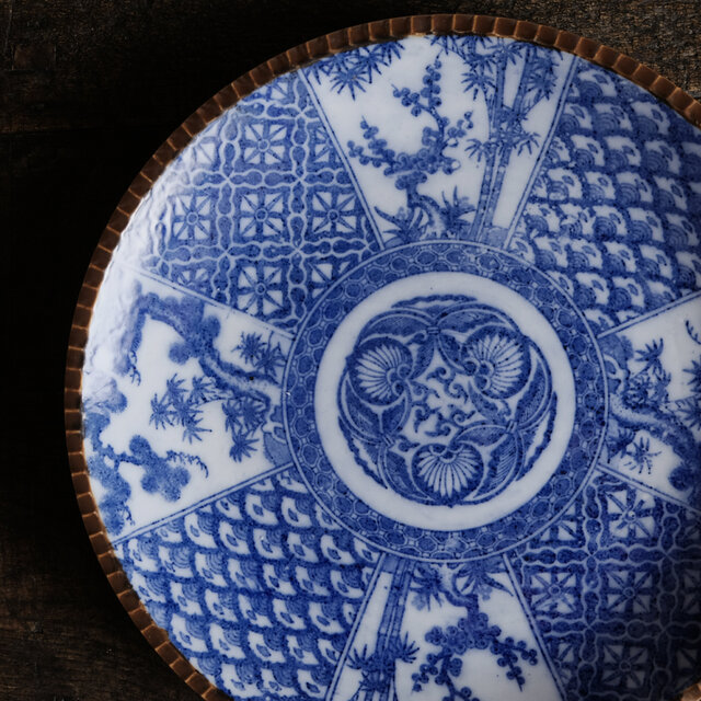 古伊万里　小皿　雪だるまと犬図　銅判　明治後期〜大正　骨董　アンティーク 古伊万里小皿雪だるまと犬図銅判明治後期〜大正骨董アンティーク