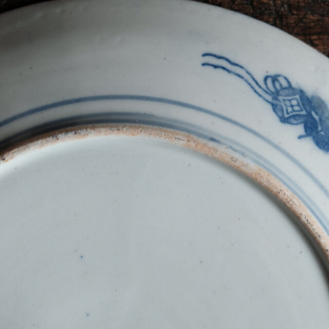 松竹梅の絵◇青で素敵。伊万里 花文印判イゲ大皿 骨董・antiques