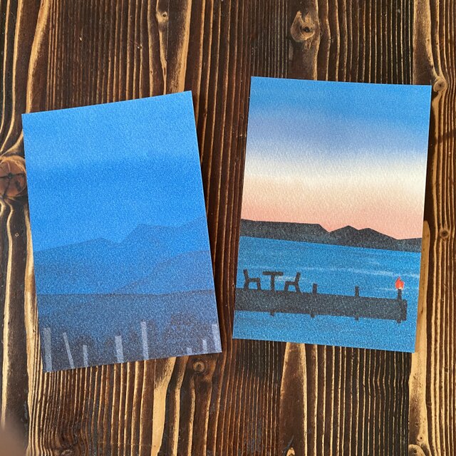 ゆる絵　ポストカード２枚組