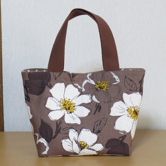 ミニトートバッグ☆花柄（ブラウン） | iichi 日々の暮らしを
