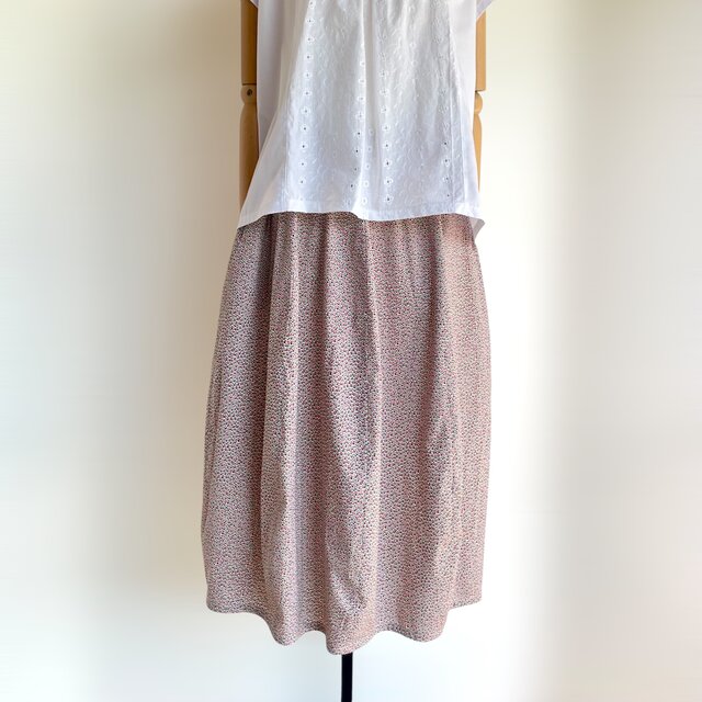 コクーンスカート【送料込み】古布リメイク　レッド