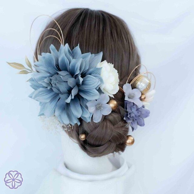 ブルーラメ　和装髪飾り　成人式髪飾り　着物髪飾り　振袖髪飾り　結婚式髪飾り 青 和装髪飾り 振袖髪飾り 成人式髪飾り 結婚式髪飾り 色打掛髪