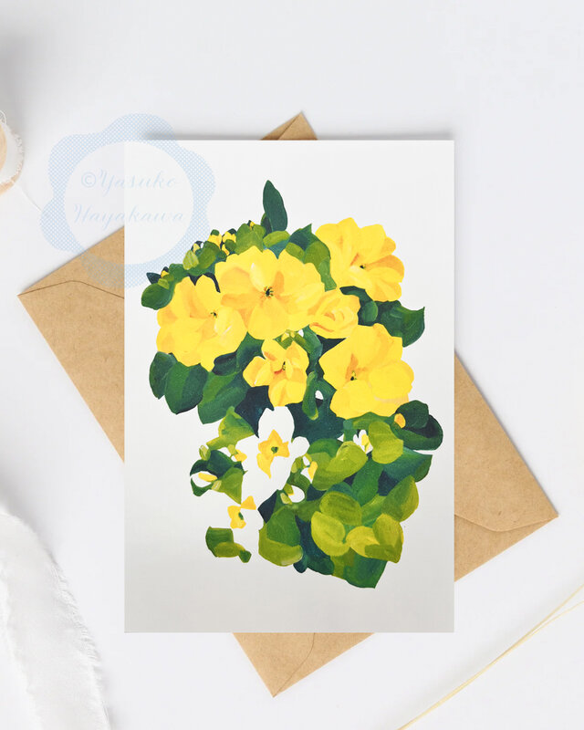（30）黄色いプリムラの花　ポストカード　3枚セット