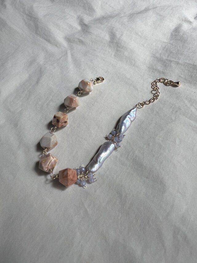 African agate bracelet 14kgf