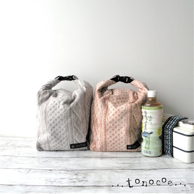 〔受注生産〕洗える！ロングランチバッグ 保温 保冷 (リアルニットプリント）