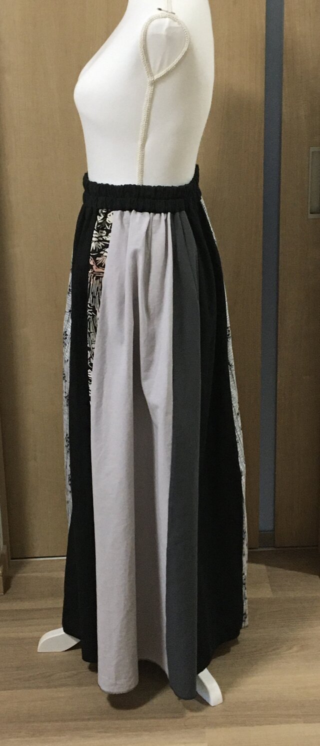 【１点物】浴衣 リメイク リメイク　ギャザースカート牡丹花ちょう、相撲柄 1点物】浴衣 リメイク リメイク ギャザースカート牡丹花ちょう