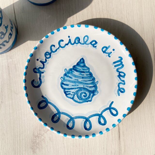 イタリア　陶器 絵皿 26cm GEO008 マヨリカ焼き イタリア陶器 幾何学模様 大皿