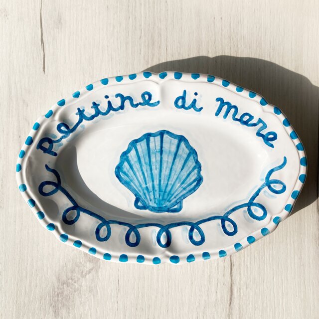 オーバル皿 25cm 海の生物 地中海 マヨリカ焼き イタリア陶器 OVL071