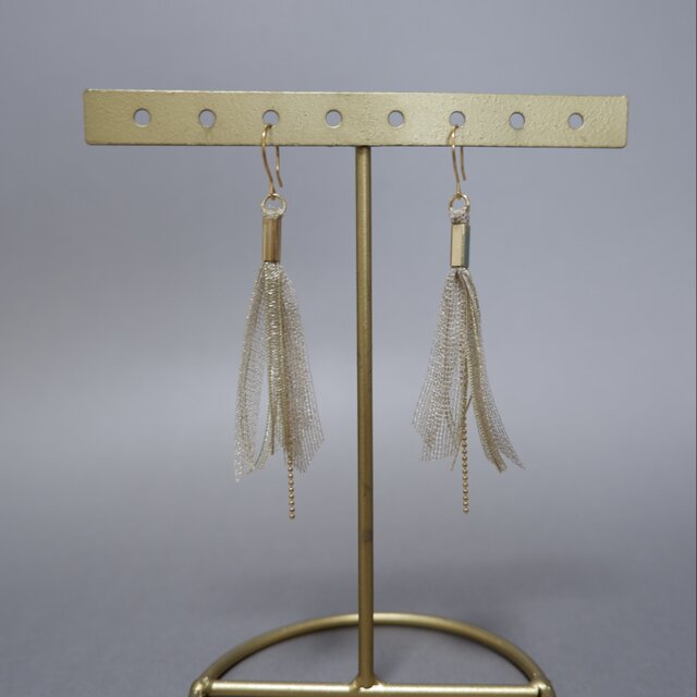 1300 新作*ゴー☆ジャスゴールドリボンタッセル*じゃらじゃらチェーンピアス 1300 新作*ゴー☆ジャスゴールドリボンタッセル*じゃらじゃら