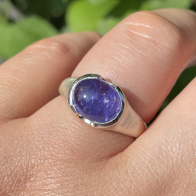 タンザナイト オーバルカボション 3.98ct 印台 シルバーSV925