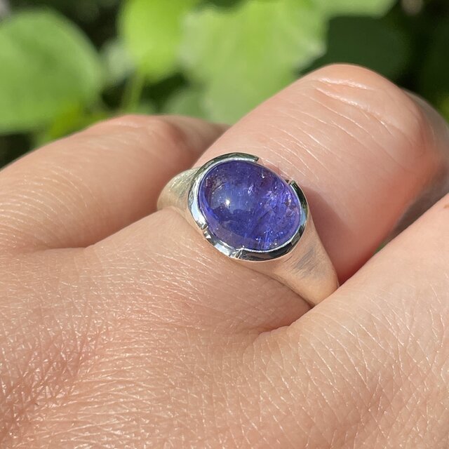 タンザナイト オーバルカボション 3.98ct 印台 シルバーSV925