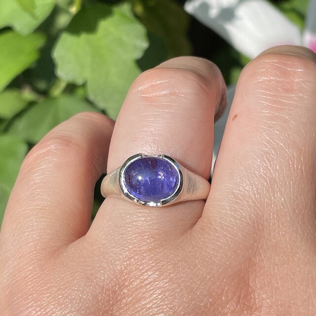 タンザナイト オーバルカボション 3.98ct 印台 シルバーSV925