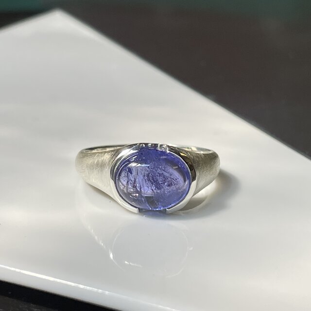タンザナイト オーバルカボション 3.98ct 印台 シルバーSV925