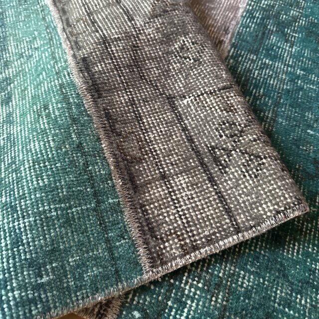 67.5×119パッチワーク　ブルーグリーン×グレイ　トルコヴィンテージラグ 67.5×119パッチワーク ブルーグリーン×グレイ トルコ