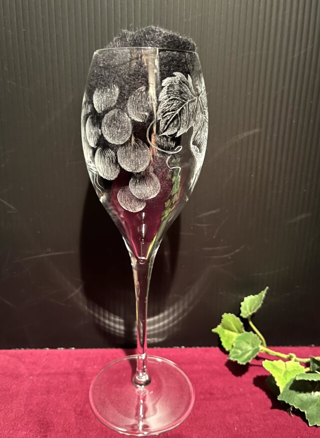 葡萄のグラス⓶〜手彫りガラス〜