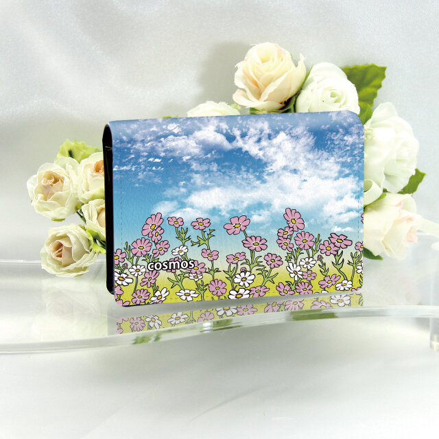 名刺ケース・名刺入れ【手書き風コスモス】（名入れ可）