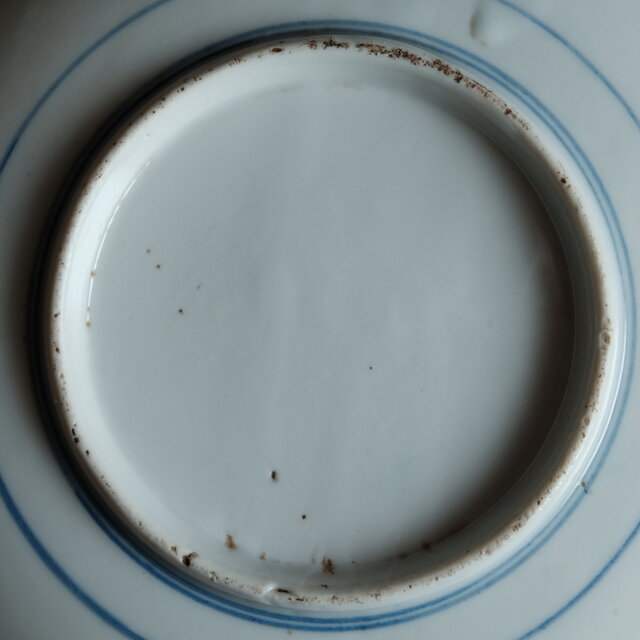 鍋の具材を盛り付けたくなる◇山水楼閣風景の絵。瀬戸焼 染付大皿 骨董