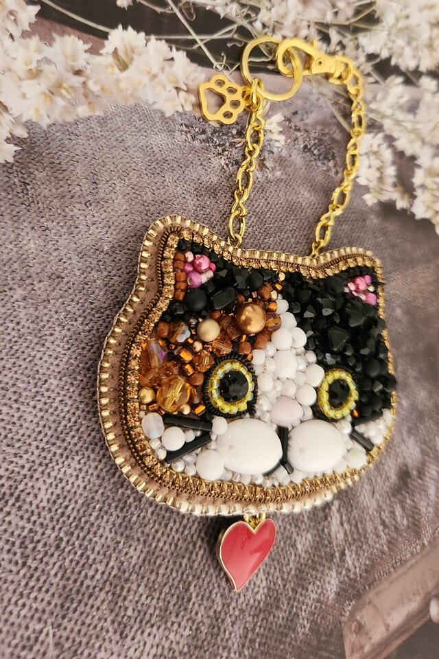 子猫ちゃんのバッグチャーム♡ストラップ♡アートドール♡ぬいぐるみ♡お花♡レース♡ 子猫ちゃんのバッグチャーム♡ストラップ♡アートドール
