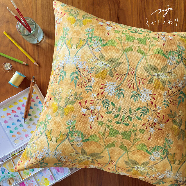 ﾐ ｻ ﾄ ﾉ ﾓ ﾘ｜絵やお花を飾るように愛用したいクッションカバー（キャンバス綿100・45cm）｜月末〆受注