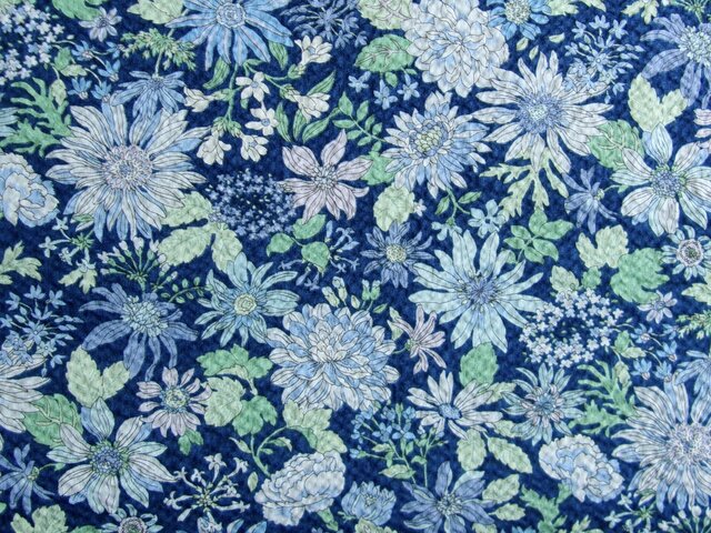 国産リップル生地＊フレンチスリーブワンピース＊Blue Flower