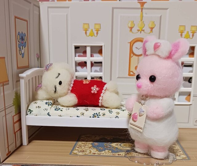 dropbear作家 羊毛フェルト テディベア ハンドメンド ぬいぐるみ うさぎ dropbear作家 羊毛フェルト テディベア ハンドメンド ぬいぐるみ