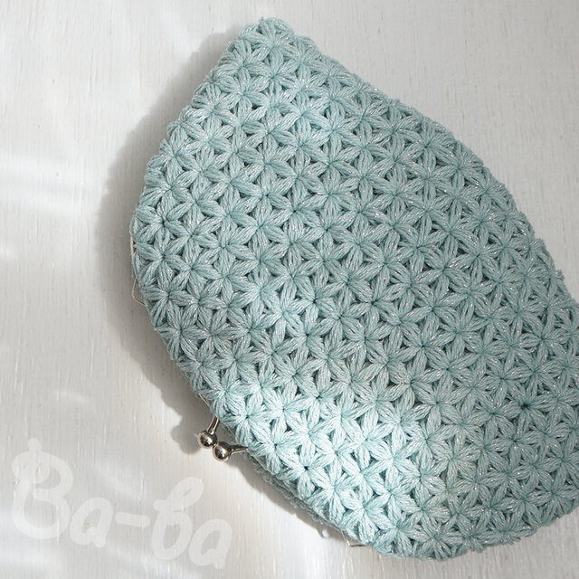 ばあば♩リフ編みのプチバッグ（mintunvihreä・C1774）