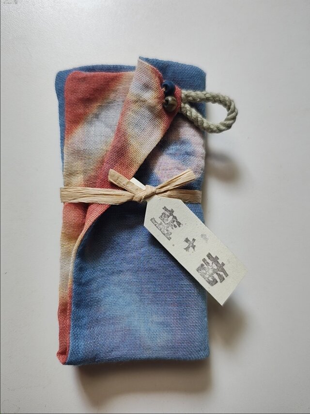 再販　手ふきん（藍＋茜）