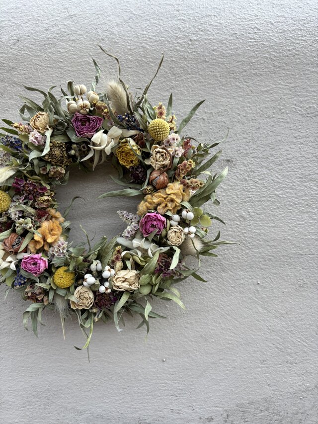 夏の想い出　アンティーク色の晩夏リース