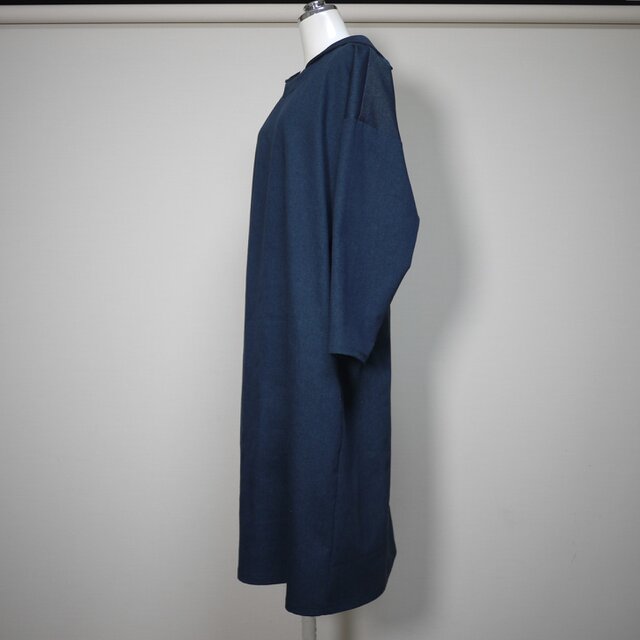 ソフトデニム】マリンシャツワンピース 長袖◇ダークネイビー◇M・Ⅼ