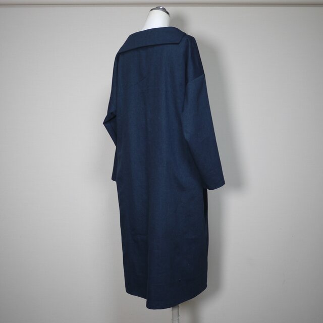 ソフトデニム】マリンシャツワンピース 長袖◇ダークネイビー◇M・Ⅼ