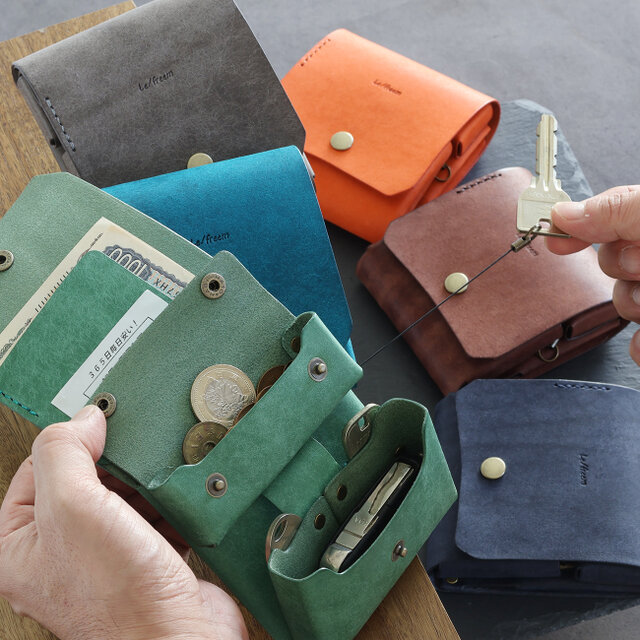 財布として使えるキーケース スマートキー対応 LF-027 マルゴー革 スマートキーが入る財布 軽いキーケース コンパクト財布